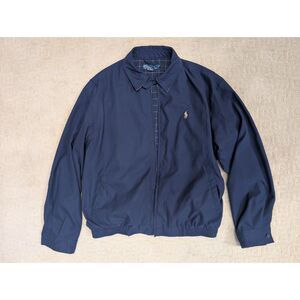 Ralph Lauren Jacket Mens Large Harrington Navy Full Zip Plaid Lined